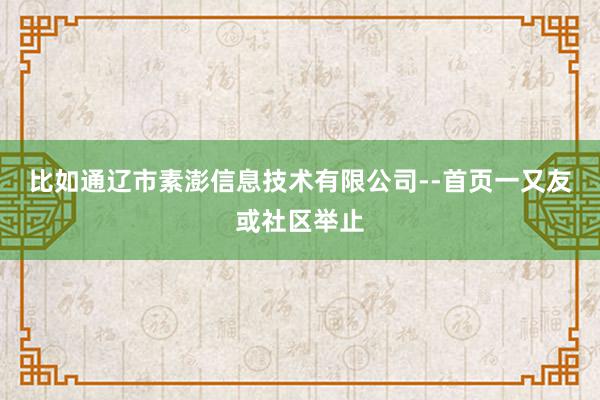 比如通辽市素澎信息技术有限公司--首页一又友或社区举止